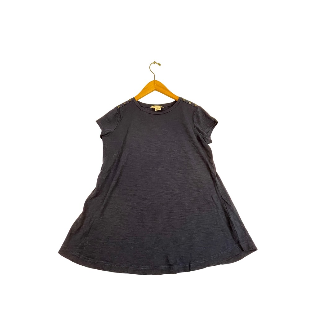 Liz Claiborne Navy Blue Slub Knit Top Short Sleeve Shoulder Buttons Size S
